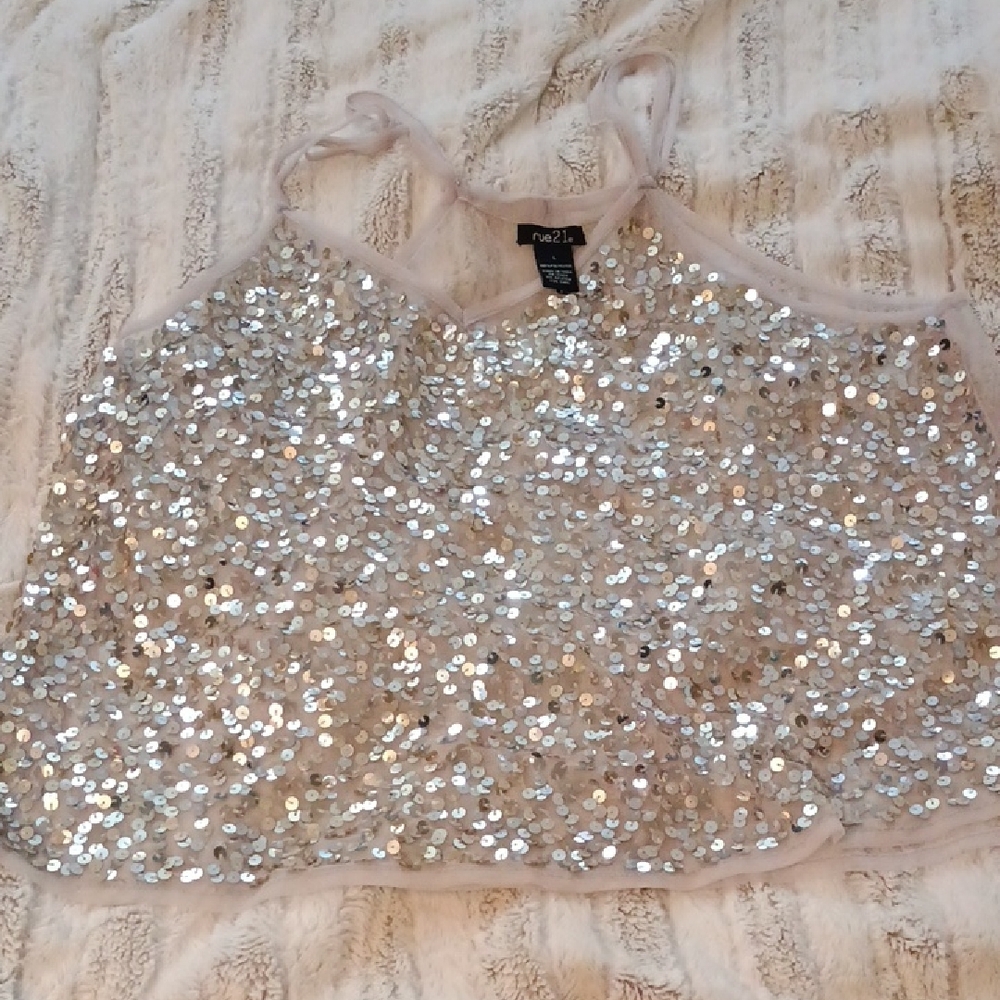 Forever 21 Pink Sequin Crop Camisole